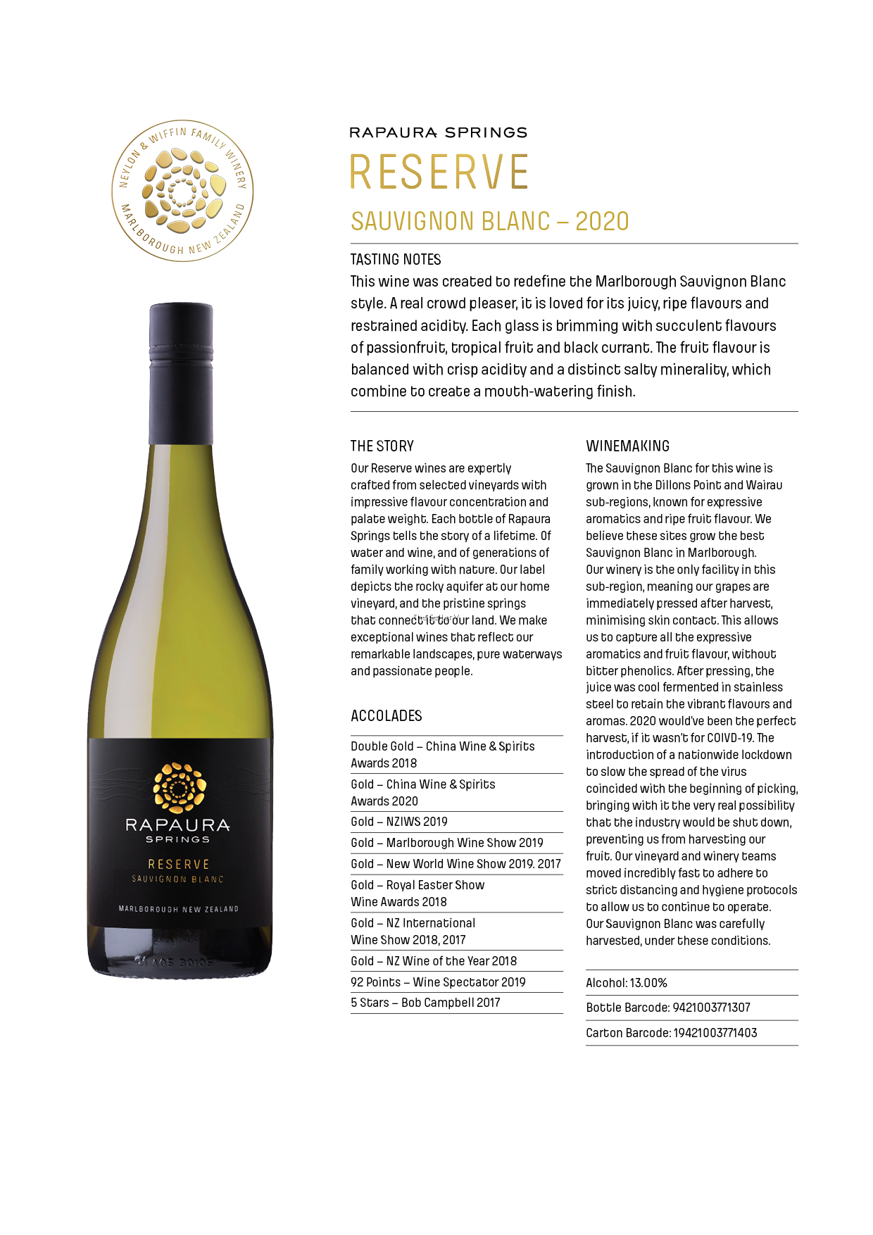 Rapaura Springs Reserve Sauvignon Blanc The Cellar V